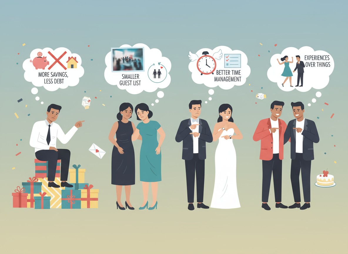 Wedding Regret: What Couples Wish They’d Done Differently Vector pic.
